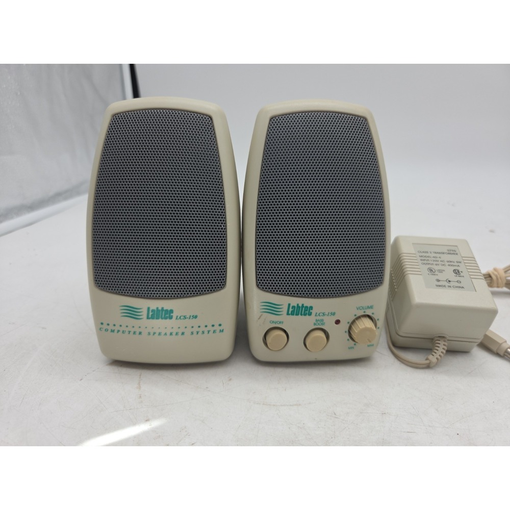 Labtec LCS-150 Stereo Computer Speakers System - TESTED WORKING W/ Power Cord